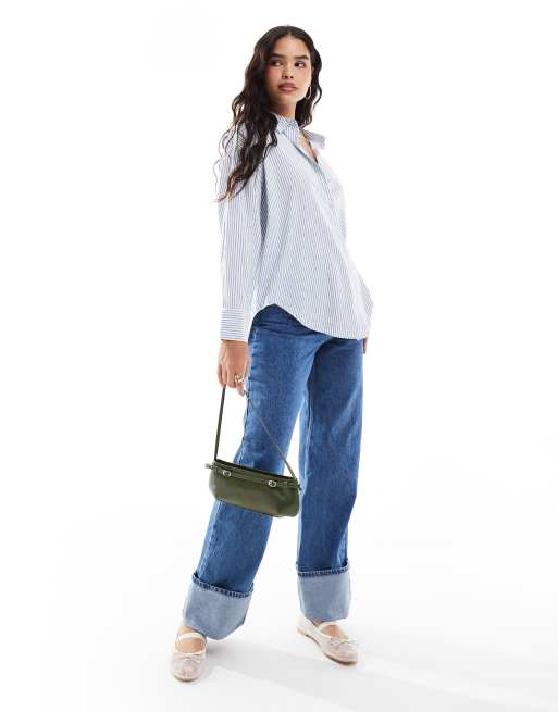 Vero Moda oversized shirt in blue and white stripe