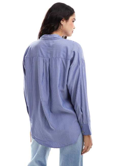 Vero Moda oversized shirt in navy and white stripe