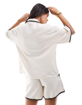 Shop Vero Moda Oversized Shirt With Contrast Stitching