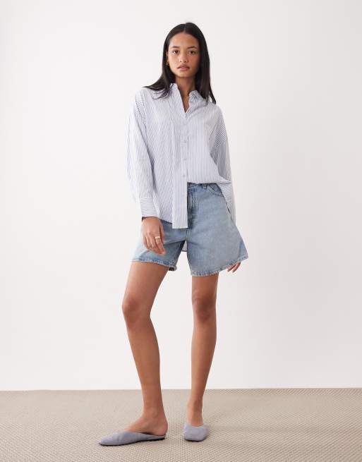 Vero Moda - Oversized skjorte med blå/hvide striber, 2 af 4