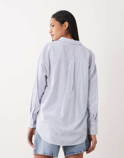 Vero Moda - Oversized skjorte med blå/hvide striber, 4 af 4