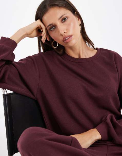 Vero Moda oversized slouchy sweatshirt co-ord in burgundy - view 1