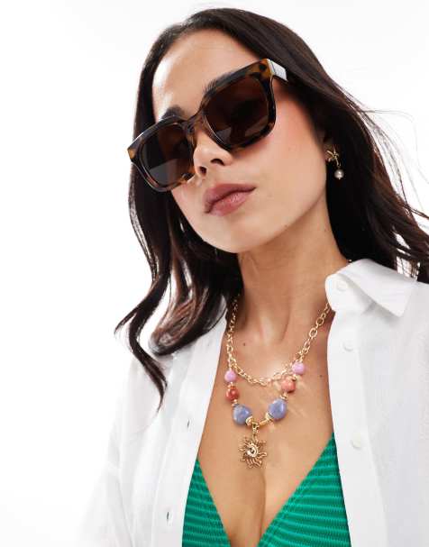 Vero Moda oversized square sunglasses in tortoiseshell - view 1