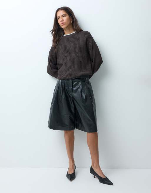 Vero Moda oversized striktrøje i chokoladebrun, 3 af 4