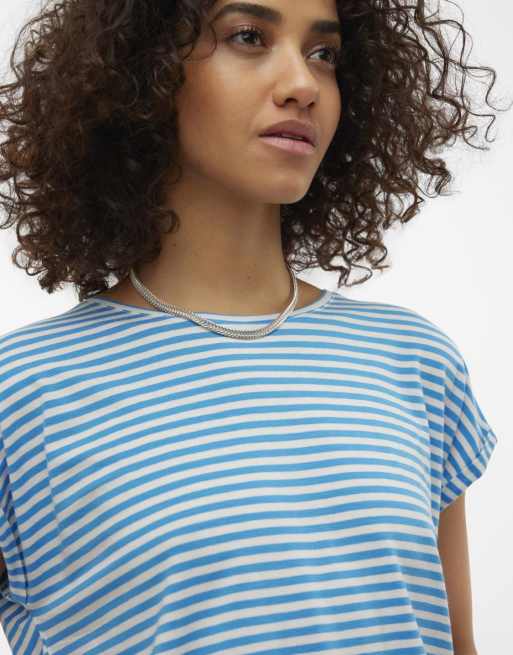 Vero Moda oversized stripe t-shirt in blue stripe, 2 of 4