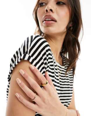 Vero Moda Oversized Stripe T-shirt In Mono-blue