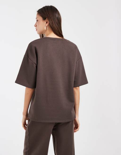 Vero Moda oversized sweat t-shirt set i chokladbrun, 3 av 4