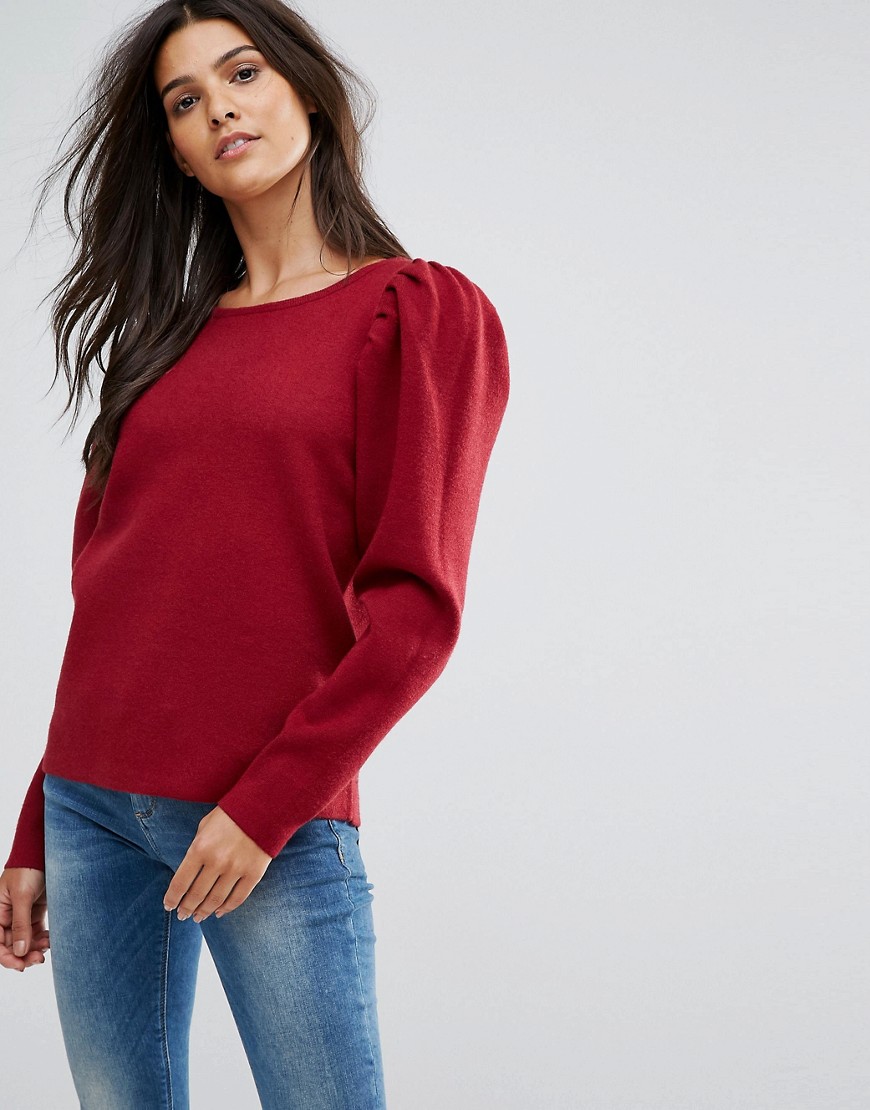 Vero Moda - Oversized sweater met pofmouwen-Rood