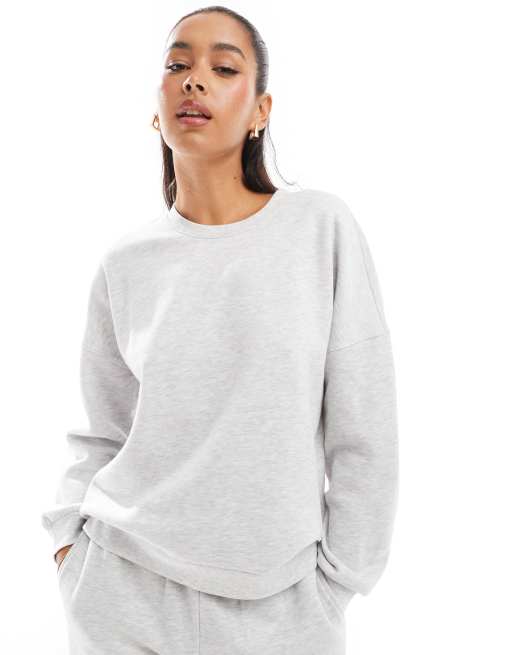 Vero Moda oversized cuffed jogger and sweatshirt co ord in light grey ASOS