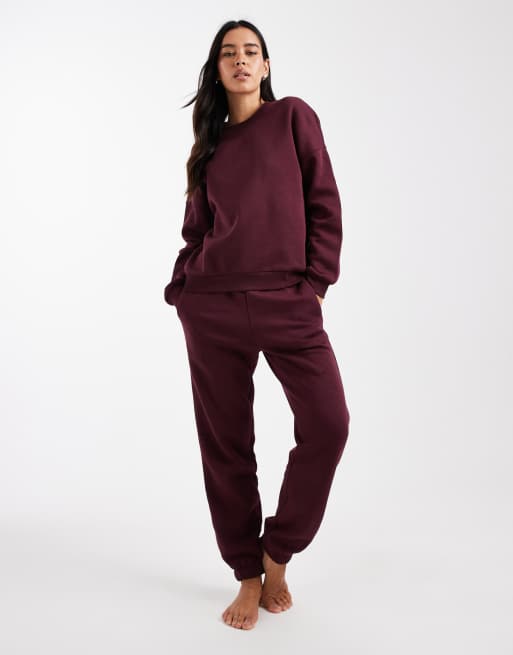 Vero Moda oversized sweatshirt in burgundy - part of a set, 2 of 4