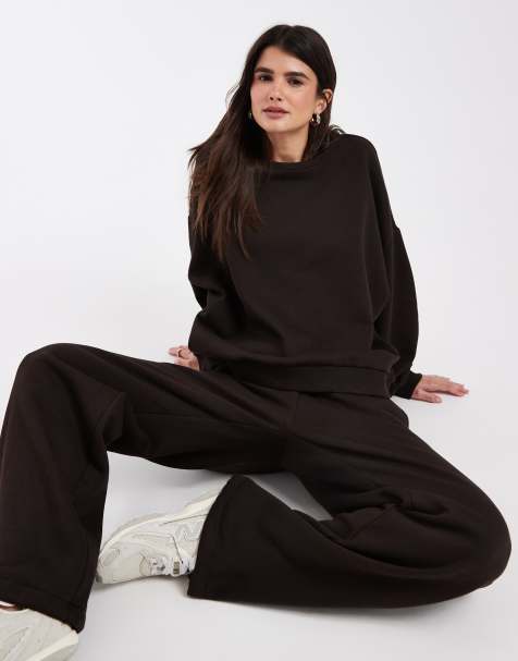Vero Moda oversized sweatshirt med rund hals i chokoladebrun - view 1