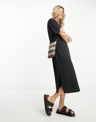 grænse lække Klage Vero Moda oversized T-shirt dress in black | ASOS