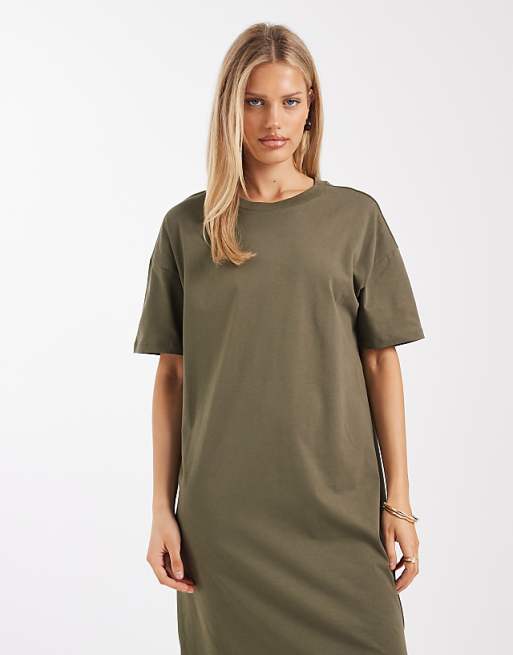 olive green t shirt dress Soft Tee Midi with an easy straight Olive & Oak T-Shirt Dress