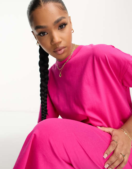 Vero Moda oversized t-shirt maxi dress in pink | ASOS