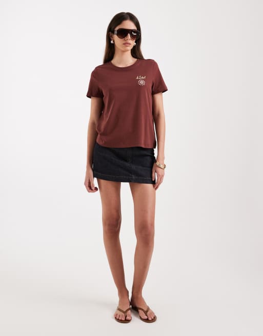 Vero Moda - Oversized T-shirt met Le Soleil-print op de achterkant in bordeauxrood, 3 van 4
