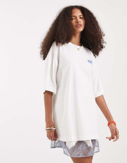 Vero Moda oversized t-shirt with seashell graphic in white, 4 of 4