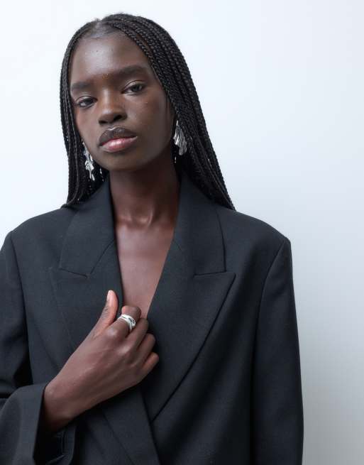 Vero Moda oversized tailored blazer co-ord in black, 3 of 4