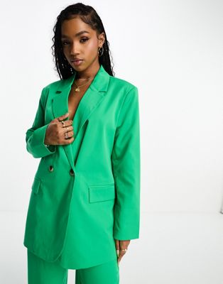 Vero Moda oversized tailored blazer co-ord in green - ASOS Price Checker