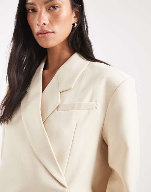 Vero Moda oversized tailored blazer in cream - part of a set, 2 of 4