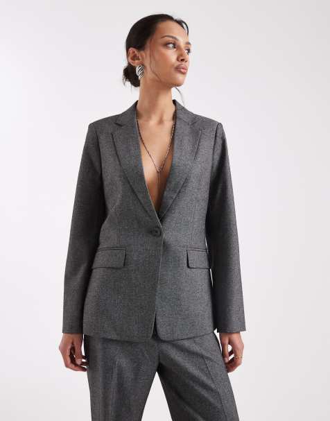 Vero Moda oversized tailored blazer in dark gray melange - part of a set - view 1