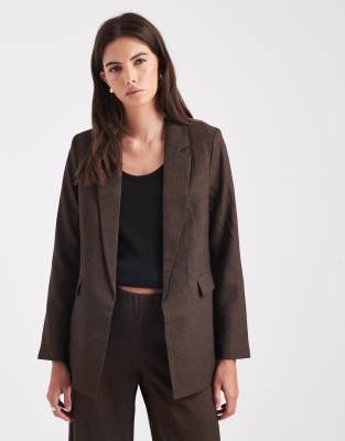 Vero Moda Oversized Tweed Look Tailored Blazer Co-ord In Brown