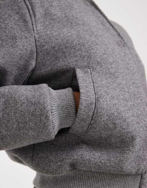 Vero Moda - Oversized vilten bomberjack in gemêleerd grijs, 4 van 4