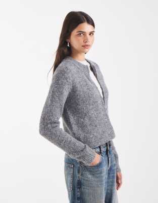 Vero Moda Oversized Zip Front Soft Knit Sweater In Gray