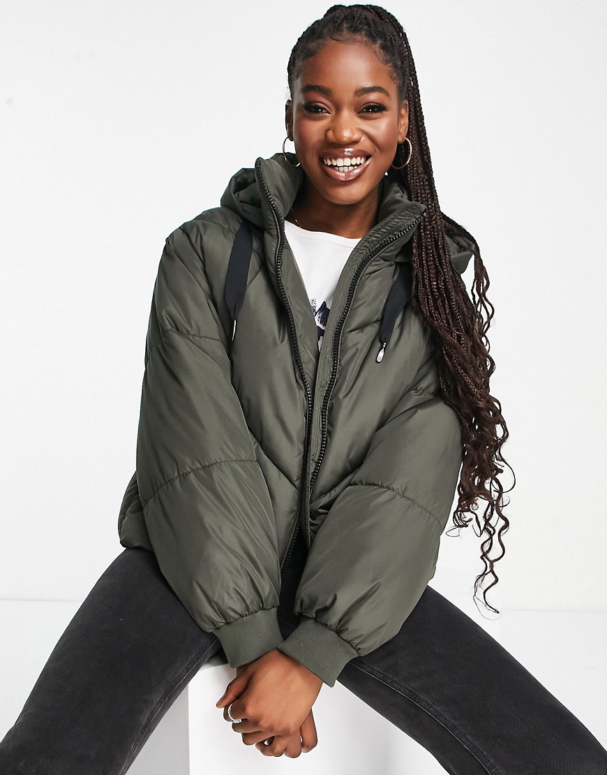 Vero Moda Padded Coat With Hood In Olive-green