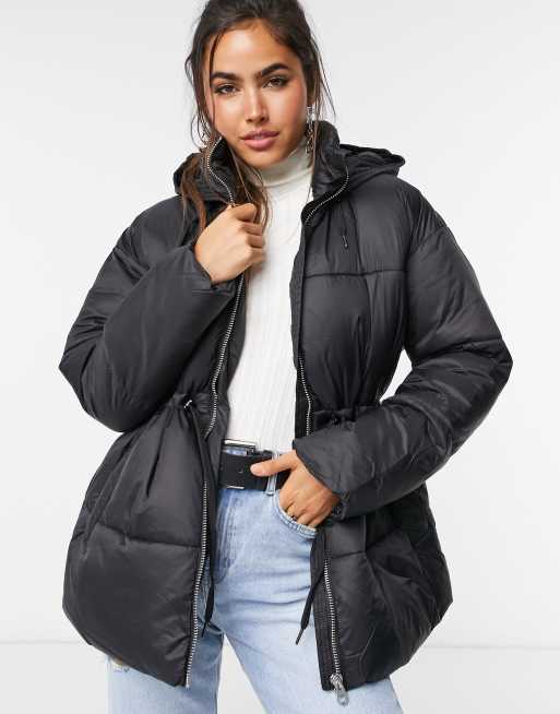 Drawstring waist best sale puffer coat