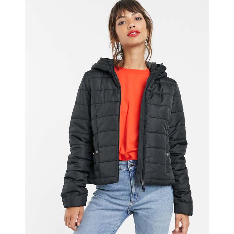 Vero Moda padded jacket with hood in black