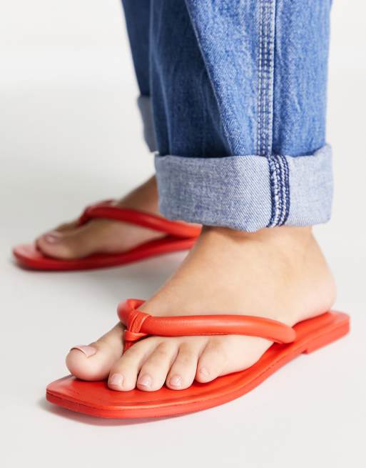 Ladies red store flip flops