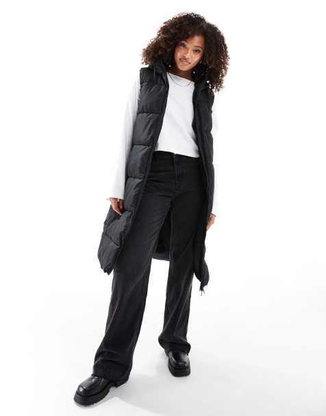 Vero Moda padded longline gilet in black - view 1