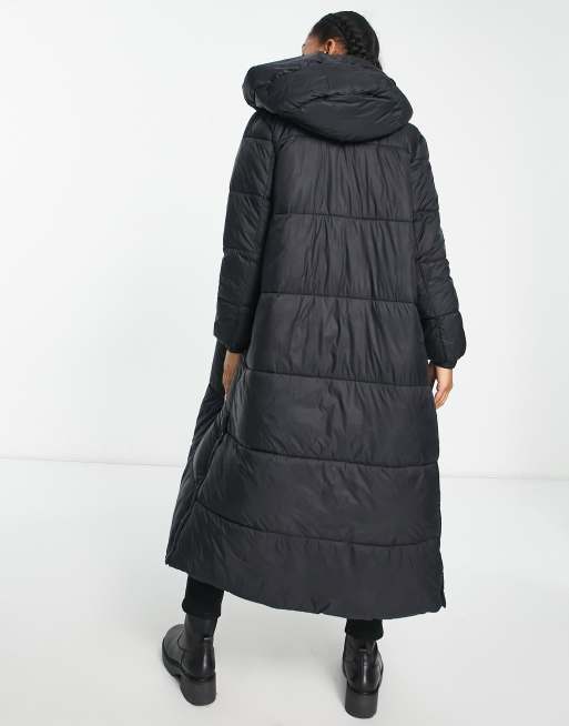 Vero Moda padded maxi coat with hood in black ASOS