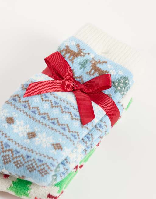 Vero Moda pakke med 2 Christmas-sokker i himmelblå, 3 af 3