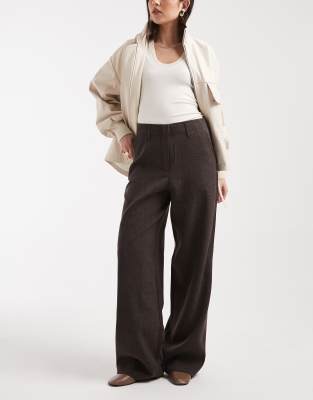 Pantalon ample à taille haute - Chocolat chiné-Brown 38