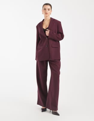 Pantalon ample d'ensemble avec ceinture - Bordeaux-Rouge 38