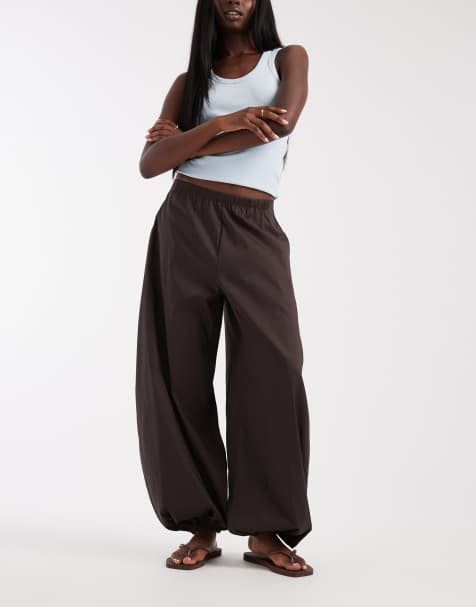 Vero Moda - Pantalon bouffant ample en popeline - Chocolat - view 1