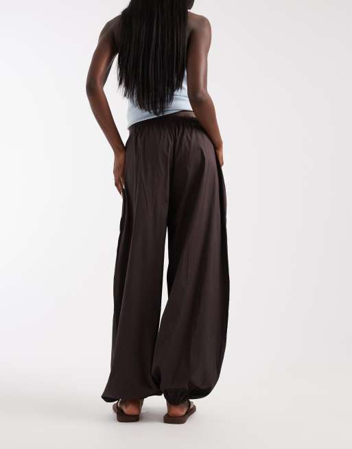 Vero Moda - Pantalon bouffant ample en popeline - Chocolat, 3 de 5