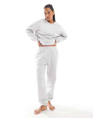 Pantalon de jogging d'ensemble oversize à chevilles resserrées - Gris clair XL