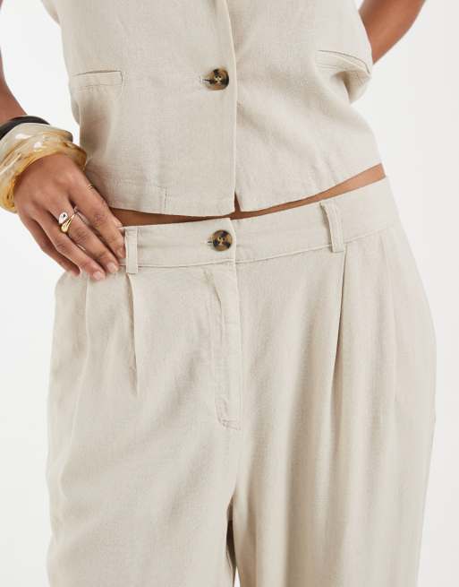 Vero Moda - Pantalon d'ensemble ample en aspect lin - Taupe, 3 de 5