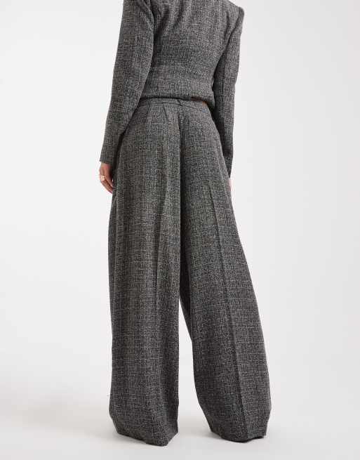 Vero Moda - Pantalon d'ensemble ample habillé en tweed avec pli sur le devant - Poivre et sel, 2 de 5