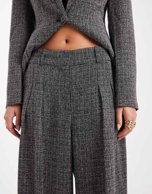 Vero Moda - Pantalon d'ensemble ample habillé en tweed avec pli sur le devant - Poivre et sel, 3 de 5