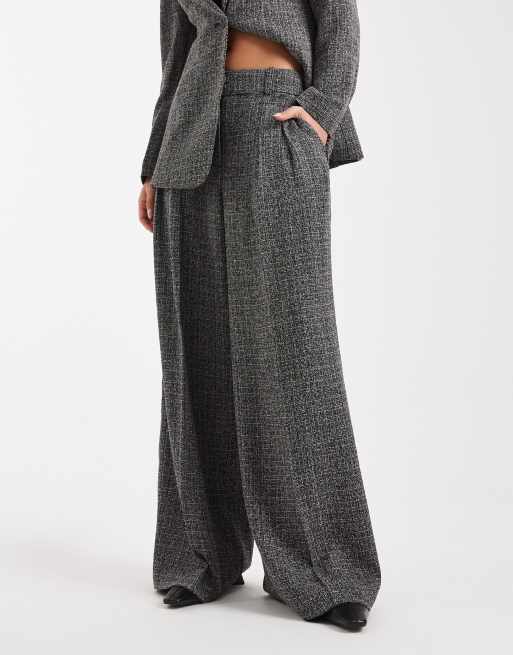 Vero Moda - Pantalon d'ensemble ample habillé en tweed avec pli sur le devant - Poivre et sel, 4 de 5