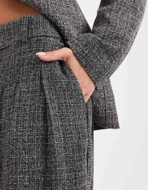 Vero Moda - Pantalon d'ensemble ample habillé en tweed avec pli sur le devant - Poivre et sel, 5 de 5