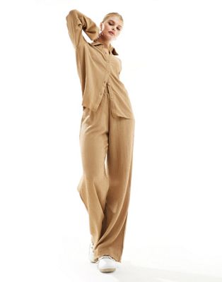 Vero Moda textured jersey trouser co-ord in beige - ASOS Price Checker