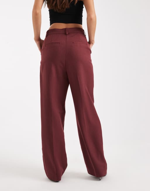 Vero Moda - Pantalon d'ensemble habillé ample à chevrons - Bordeaux, 4 de 5