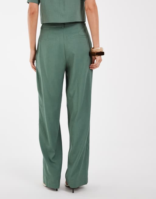 Vero Moda - Pantalon d'ensemble plissé coupe ajustée ample - Vert laurier, 4 de 5