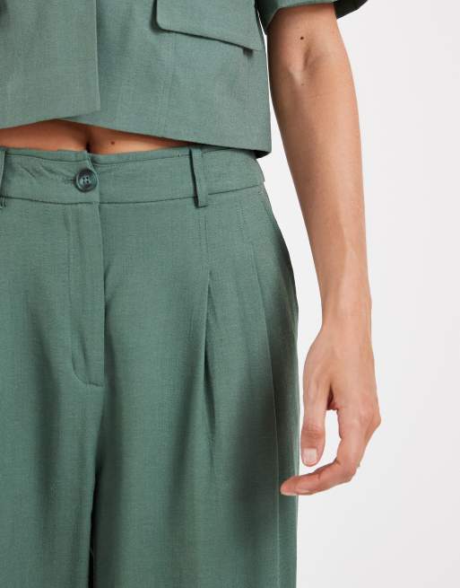 Vero Moda - Pantalon d'ensemble plissé coupe ajustée ample - Vert laurier, 5 de 5