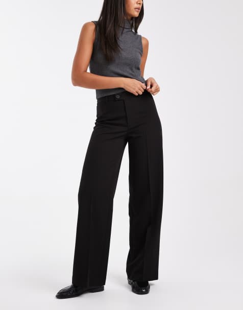 Vero Moda - Pantalon droit élégant avec pli marqué à l'avant - Noir - view 1
