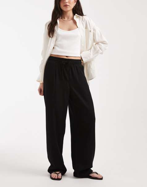 Vero Moda - Pantalon en lin mélangé noué à la taille - Noir - view 1